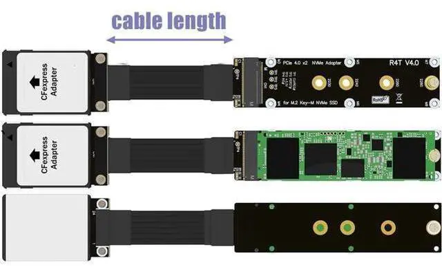 Alt view image 2 of 6 - CFexpress Type B to M.2 NVMe 2280 Key-M SSD PCIe 4.0 Extension Cable CFe Converter Compatible for Canon R5 Nikon Z6Z7 Xbox Storage Card Adapter (15cm,R94ST)