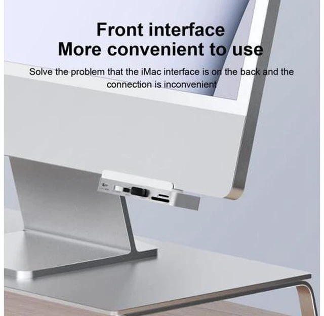 Alt view image 3 of 7 - Hagibis iMac Hub with 1000Mbps RJ45, USB C 3.1, USB 3.0 Ports and SD/Micro SD Card Reader, USB-C Clamp Hub USB C Docking Station for 2021 iMac 24 inch (with RJ45)