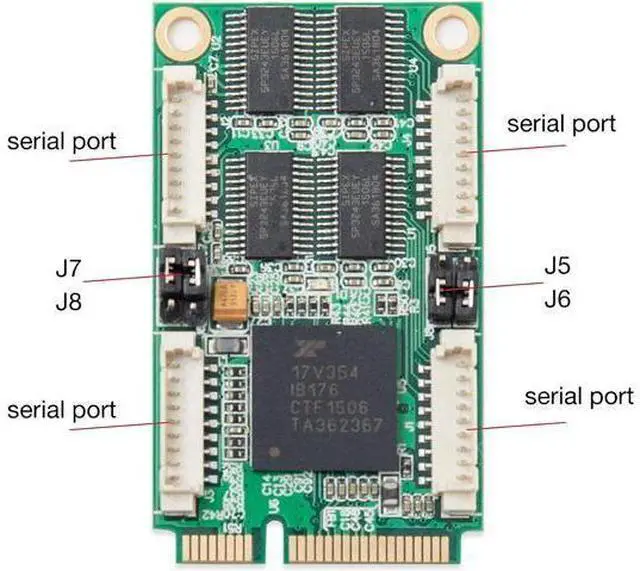 Alt view image 6 of 7 - IO Crest SI-MPE15047 4 Port Serial Mini PCIe Expansion Card RS-232 XR17V354