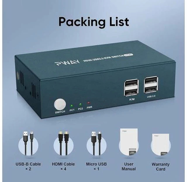 Alt view image 7 of 7 - Steetek USB-C KVM Switch 2 Port, Type-C KVM Switch, Support 4K@60Hz, 3 USB 2.0, Controll 2 Laptops by 1 Set of Keyboard & Mouse to Share 1 Monitor, Connect Type-C PD1/2 Port to Supply Power for Laptop