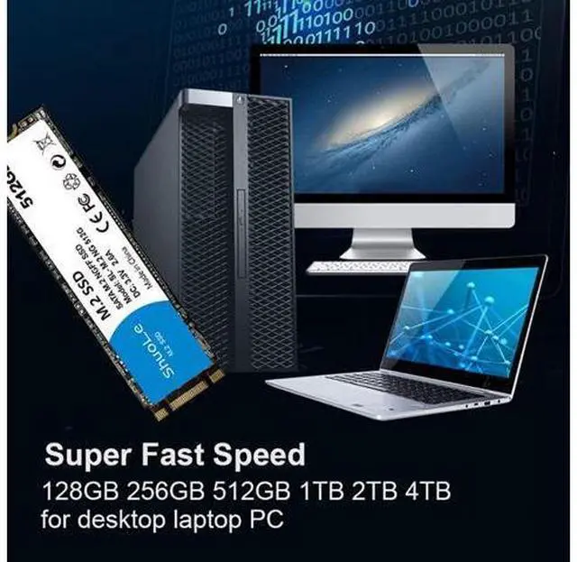 Alt view image 4 of 7 - M.2 NGFF SSD 1TB/512GB/256GB/128GB High Speed Solid State Drives for Laptop Desktop Server POS Machine (128GB)