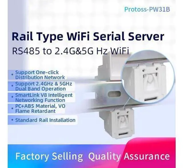 Alt view image 2 of 7 - IoT Gateway RS485 to WiFi Dual-Band Serial Server HF Protoss-PW31B 2.4G 5G Din Rail Industrial Device Support Http Client Modbus TCP to RTU (High Voltage)