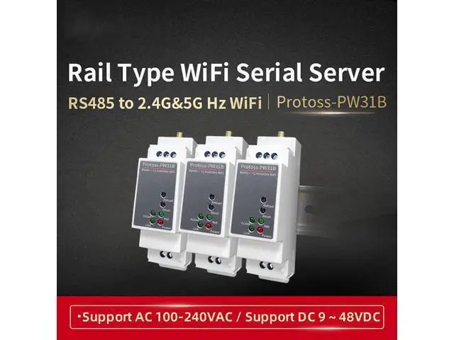Alt view image 5 of 7 - IoT Gateway RS485 to WiFi Dual-Band Serial Server HF Protoss-PW31B 2.4G 5G Din Rail Industrial Device Support Http Client Modbus TCP to RTU (High Voltage)