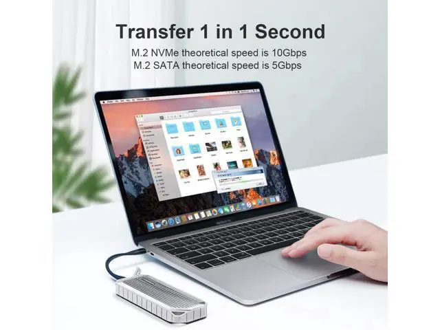 Alt view image 3 of 7 - Hagibis M.2 NVMe SATA SSD Enclosure,USB C 3.2 Gen 2 10Gbps to Aluminum M.2 External Hard Drive Enclosure Support M Key and B&M Keys 2230/2242/2260/2280 for MacBook Pro Mac Mini Studio (Silver)