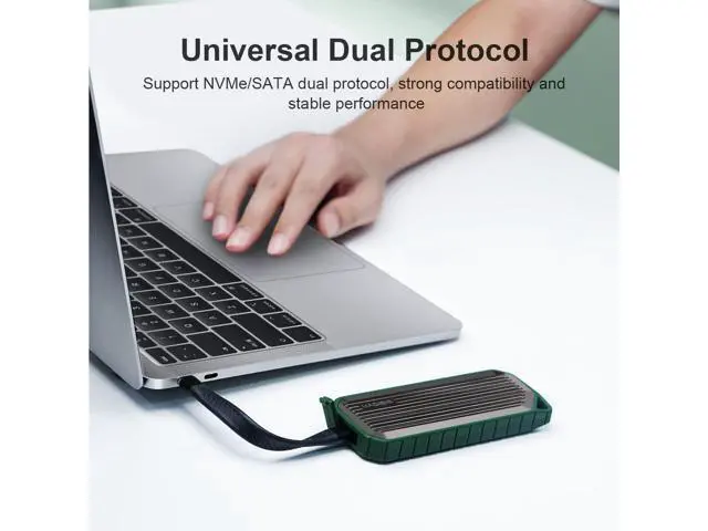 Alt view image 4 of 7 - Hagibis M.2 NVMe SATA SSD Enclosure,USB C 3.2 Gen 2 10Gbps to Aluminum M.2 External Hard Drive Enclosure Support M Key and B&M Keys 2230/2242/2260/2280 for MacBook Pro Mac Mini Studio (Green)