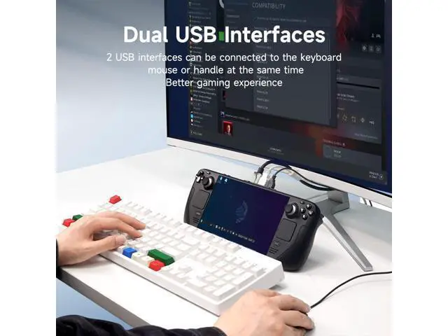 Alt view image 6 of 7 - Hagibis Steam Deck Docking Station, 4 in 1 USB-C Dock Stand with 100W Full Speed Charging Power Delivery, 4K@60Hz HDMI 2.0, 2 USB 2.0 Ports and Holder, Portable USB Hub for SteamDeck