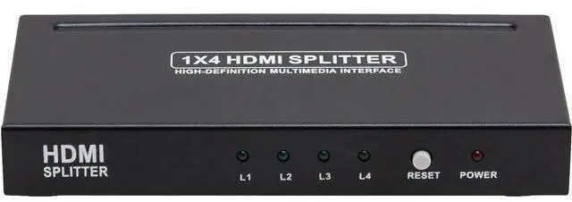 Main image of 1 Input to 4 Output - 4 Ports HDMI Powered Splitter Ver 1.3 Certified for Full HD 1080P and 3D Support One Input to Four Outputs Deep Color Audio Real HDMI