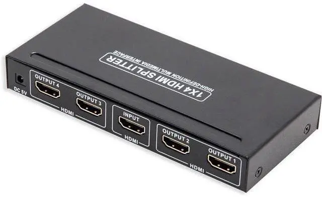Alt view image 2 of 7 - 1 Input to 4 Output - 4 Ports HDMI Powered Splitter Ver 1.3 Certified for Full HD 1080P and 3D Support One Input to Four Outputs Deep Color Audio Real HDMI
