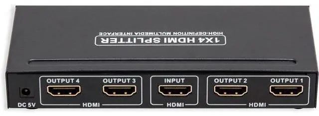 Alt view image 3 of 7 - 1 Input to 4 Output - 4 Ports HDMI Powered Splitter Ver 1.3 Certified for Full HD 1080P and 3D Support One Input to Four Outputs Deep Color Audio Real HDMI