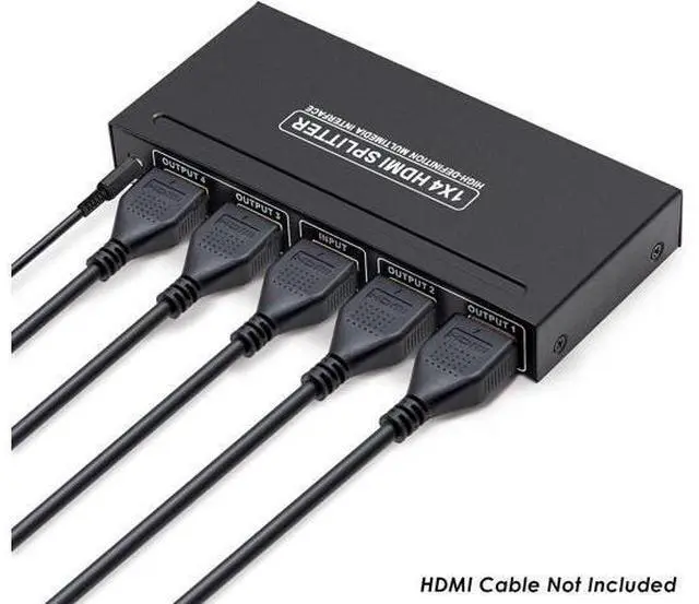 Alt view image 4 of 7 - 1 Input to 4 Output - 4 Ports HDMI Powered Splitter Ver 1.3 Certified for Full HD 1080P and 3D Support One Input to Four Outputs Deep Color Audio Real HDMI