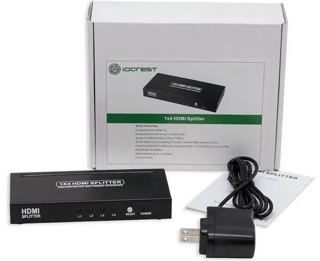 Alt view image 5 of 7 - 1 Input to 4 Output - 4 Ports HDMI Powered Splitter Ver 1.3 Certified for Full HD 1080P and 3D Support One Input to Four Outputs Deep Color Audio Real HDMI