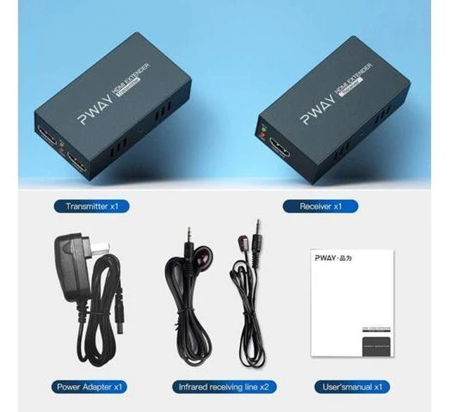 Alt view image 6 of 6 - HDMI Extender with IR Over Single Cat5e/6/7 | 164ft (50m) Full HD 3D 1080P@60Hz, Lossless Transmission, Loop and POC Included. Complete Set