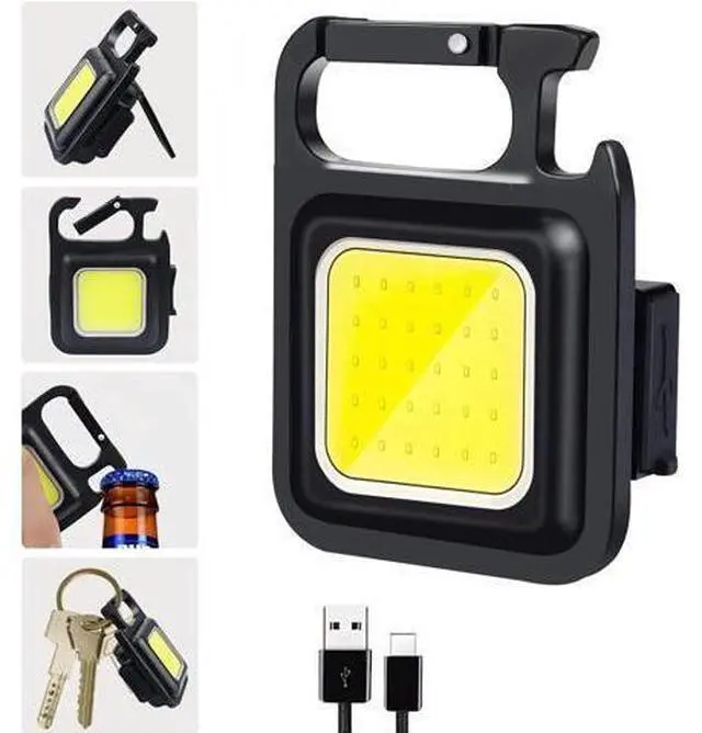 Main image of Kingsdun Mini Flashlight, 800Lumens COB Bright Rechargeable Keychain Flashlights, 4 Light Modes Portable Pocket Light with Folding Bracket Bottle Opener and Magnet Base for Camping Fishing Walking