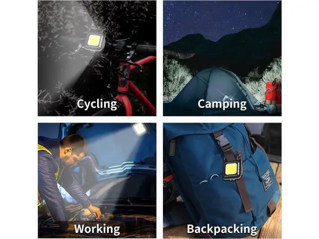 Alt view image 4 of 7 - Kingsdun Mini Flashlight, 800Lumens COB Bright Rechargeable Keychain Flashlights, 4 Light Modes Portable Pocket Light with Folding Bracket Bottle Opener and Magnet Base for Camping Fishing Walking