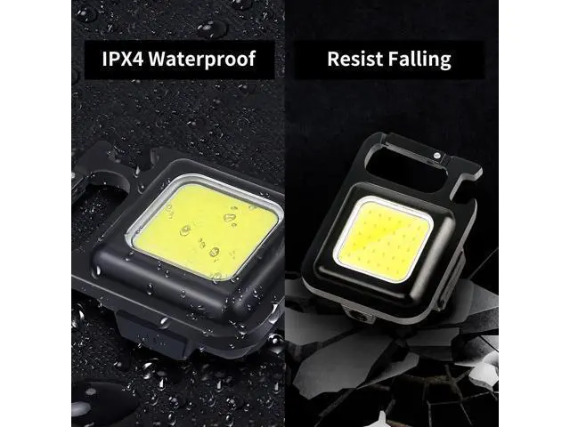 Alt view image 6 of 7 - Kingsdun Mini Flashlight, 800Lumens COB Bright Rechargeable Keychain Flashlights, 4 Light Modes Portable Pocket Light with Folding Bracket Bottle Opener and Magnet Base for Camping Fishing Walking