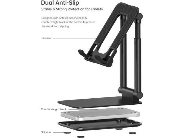 Alt view image 6 of 7 - MOMAX Cell Phone Stand, Phone Holder - Fully Foldable & Height Adjustable Mobile Stand for Desk, Compatible with iPhone 14 13 12 Mini Pro Max, iPad, Galaxy, Kindle, Switch, Phones & Tablets (4-10")