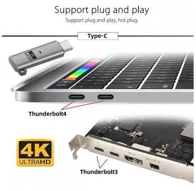 Alt view image 4 of 7 - Silver Virtual Display Adapter USB4.0 USB5.0 Type-C USB-C DDC EDID Dummy Plug Headless Ghost Display Emulator 4K@60Hz Compatible with Thunderbolt3/4/5