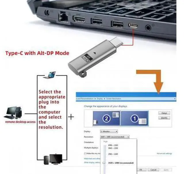 Alt view image 7 of 7 - Silver Virtual Display Adapter USB4.0 USB5.0 Type-C USB-C DDC EDID Dummy Plug Headless Ghost Display Emulator 4K@60Hz Compatible with Thunderbolt3/4/5