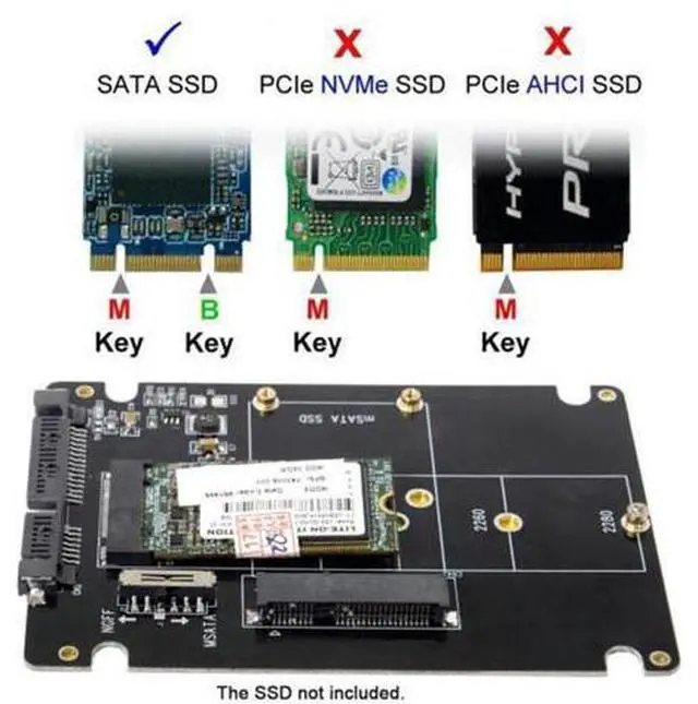 Alt view image 6 of 7 - SM Combo M.2 NGFF B-key & mSATA SSD to SATA 3.0 Adapter Converter Case Enclosure with Switch