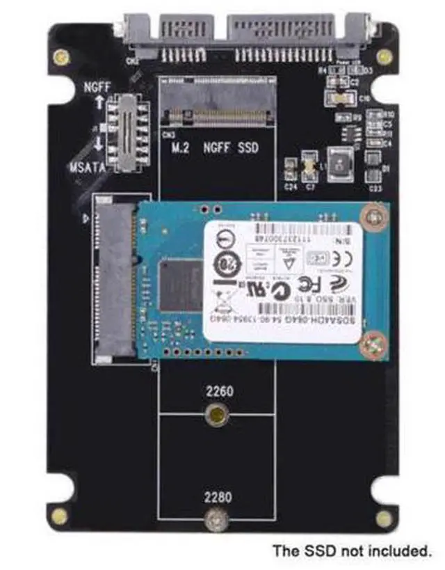 Alt view image 5 of 7 - SM Combo M.2 NGFF B-key & mSATA SSD to SATA 3.0 Adapter Converter Case Enclosure with Switch
