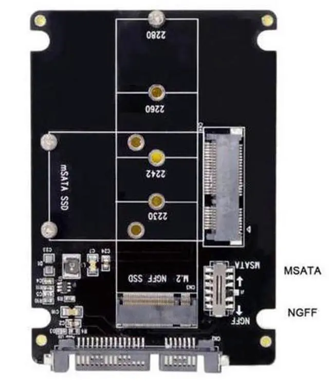Alt view image 7 of 7 - SM Combo M.2 NGFF B-key & mSATA SSD to SATA 3.0 Adapter Converter Case Enclosure with Switch