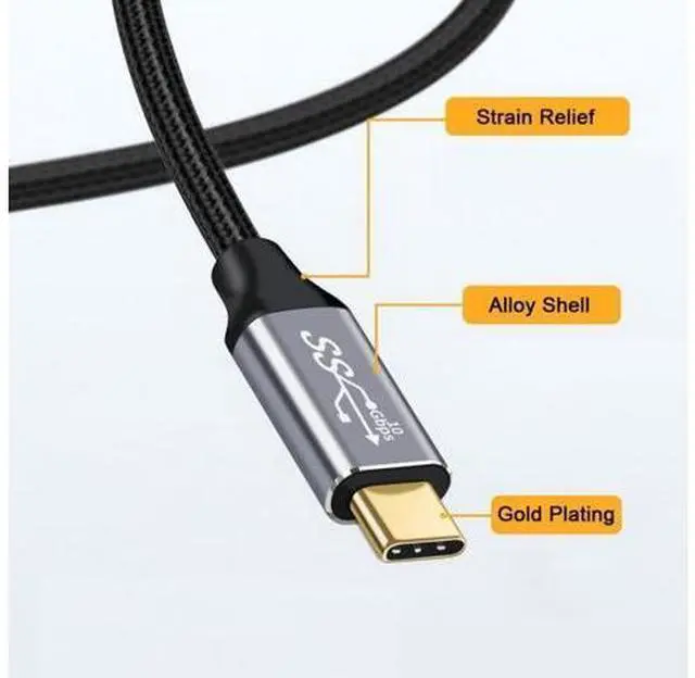 Alt view image 7 of 7 - 90 Degree Right Angled Type-C USB-C Male to Male USB3.1 10Gbps 100W Data Cable for Laptop Phone