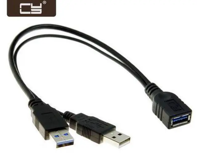 Main image of Black USB 3.0 Female to Dual USB Male Extra Power Data Y Extension Cable for 2.5" Mobile Hard Disk U3-255
