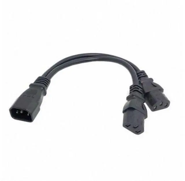 Main image of HKCY PW-037 Single C14 to Dual C13 5-13R Short Power Y Type Splitter Adapter Cable Cord
