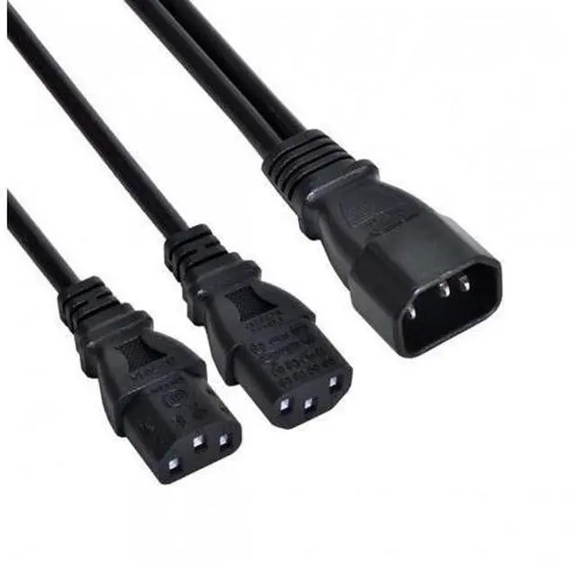 Alt view image 5 of 7 - HKCY PW-037 Single C14 to Dual C13 5-13R Short Power Y Type Splitter Adapter Cable Cord
