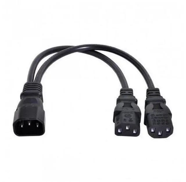 Alt view image 7 of 7 - HKCY PW-037 Single C14 to Dual C13 5-13R Short Power Y Type Splitter Adapter Cable Cord