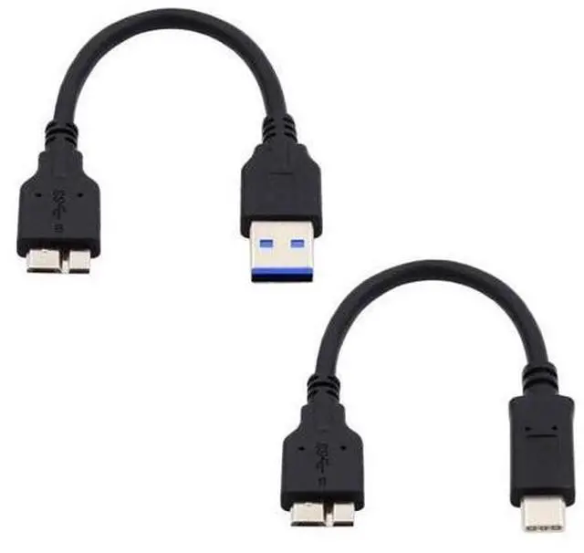 Alt view image 2 of 7 - HKCY 2pcs/set USB 3.1 USB-C Type-C to Micro 3.0 and USB 3.0 Type-A Male to Micro 3.0 B Male Disk SSD Data Cable 15cm