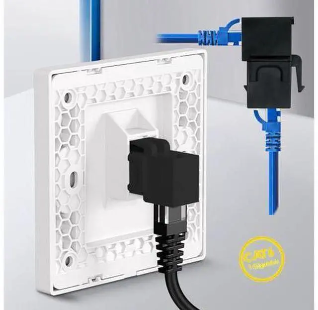 Alt view image 3 of 7 - 90 Degree Up Angled UTP CAT6 Keystone Coupler RJ45 Female to Female UTP CAT6 Keystone inline Coupler Black