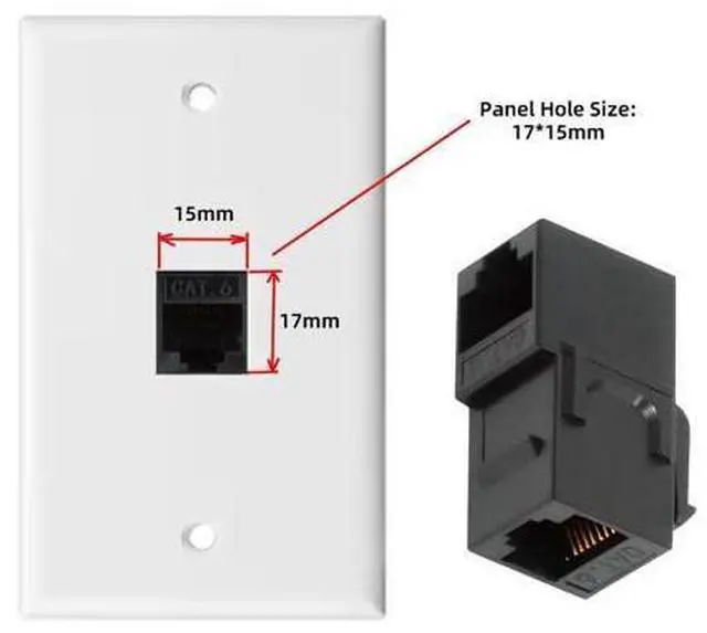 Alt view image 7 of 7 - 90 Degree Up Angled UTP CAT6 Keystone Coupler RJ45 Female to Female UTP CAT6 Keystone inline Coupler Black