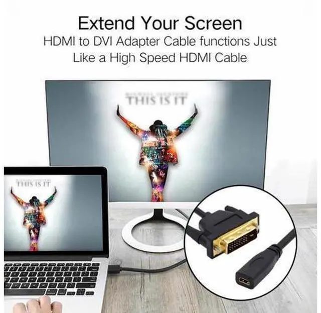 Alt view image 3 of 7 - DVI 24+1 Male to Micro HDMI 1.4 Type-D 4K Female Extension Cable for Computer HDTV Graphics Card UHD