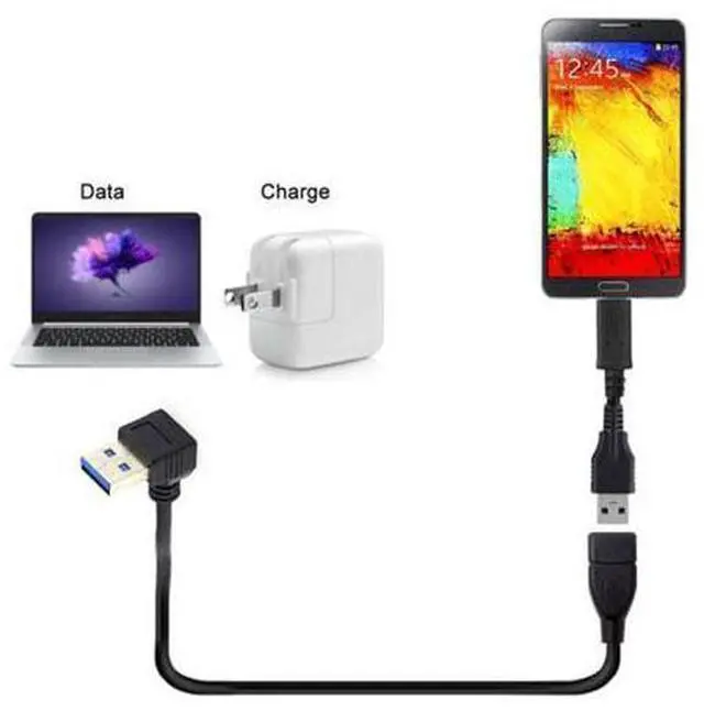 Alt view image 3 of 6 - SM Up Angled USB 3.0 Type-A Male to USB 3.0 Type-A Female Extension Cable 20cm 5Gbps 90 Degree