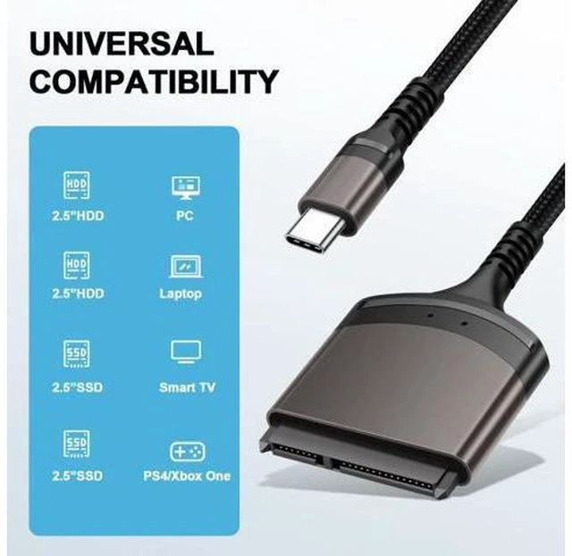 Main image of HKCY UC-146-SL 5Gbps USB-C Type-C to SATA 22 Pin Adapter Cable for 2.5" Hard Disk Driver SSD Laptop