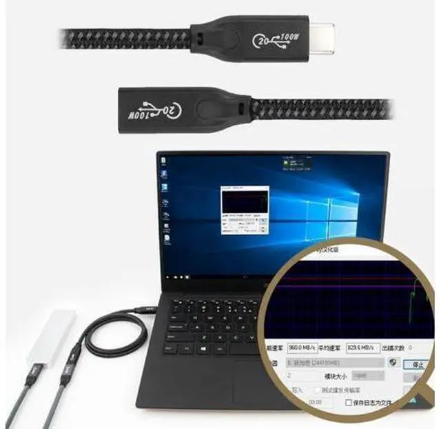 Alt view image 7 of 7 - USB3.2 Male to Female Extension Cable 20Gbps Sleeve with 100W and 8K 5K USB4.0 Type-C Compatible with Thunderbolt3/4 (60cm)