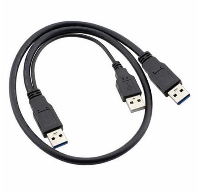 Alt view image 2 of 7 - Super Speed USB 3.0 power Y cable two A Male to USB Male for External Hard Disk