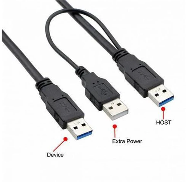 Alt view image 6 of 7 - Super Speed USB 3.0 power Y cable two A Male to USB Male for External Hard Disk