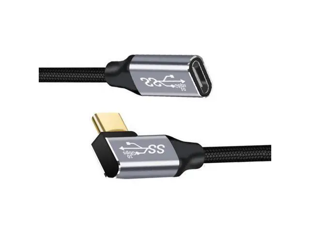 Alt view image 2 of 7 - 100CM Left & Right Angled USB-C USB 3.1 Type C Male to Female Extension Data Cable 10Gbps 100W with Sleeve for Laptop