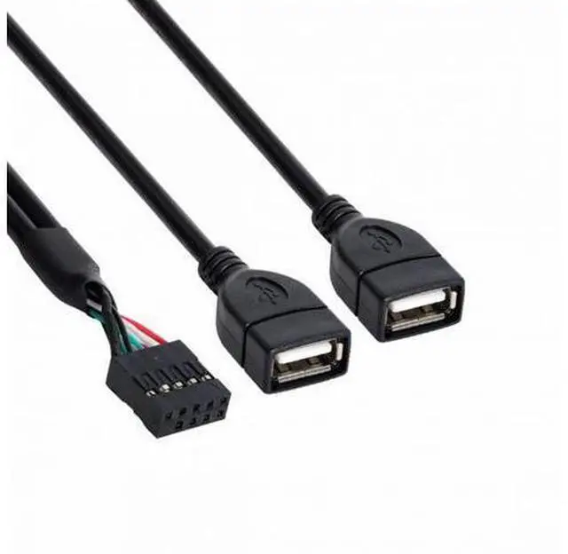 Alt view image 2 of 7 - USB 9Pin 10Pin Motherboard Female Header to Dual USB 2.0 Female Adapter Cable 50cm