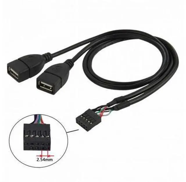 Alt view image 6 of 7 - USB 9Pin 10Pin Motherboard Female Header to Dual USB 2.0 Female Adapter Cable 50cm