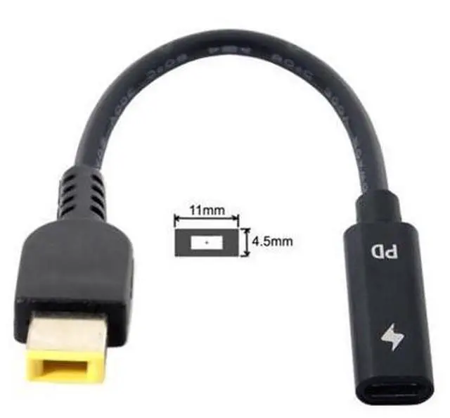 Alt view image 2 of 5 - Type C USB-C Female Input to Rectangle 11.0*4.5mm Plug Cable UC-109-1145MM
