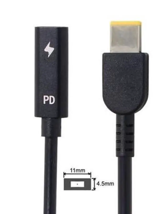 Alt view image 3 of 5 - Type C USB-C Female Input to Rectangle 11.0*4.5mm Plug Cable UC-109-1145MM