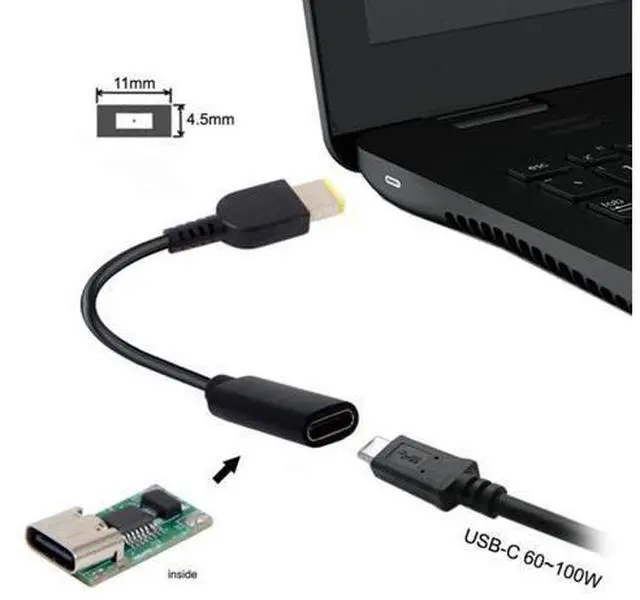 Alt view image 4 of 5 - Type C USB-C Female Input to Rectangle 11.0*4.5mm Plug Cable UC-109-1145MM