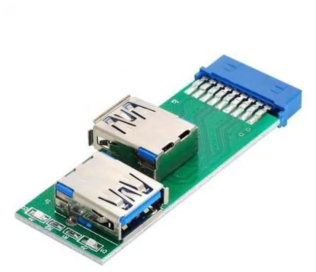 Main image of SM Dual Side USB 3.0 A Type Female to Motherboard 20Pin 19 Pin Box Header Slot Adapter PCBA with LED