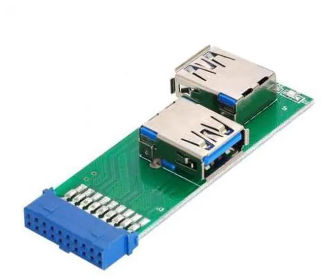 Alt view image 2 of 7 - SM Dual Side USB 3.0 A Type Female to Motherboard 20Pin 19 Pin Box Header Slot Adapter PCBA with LED