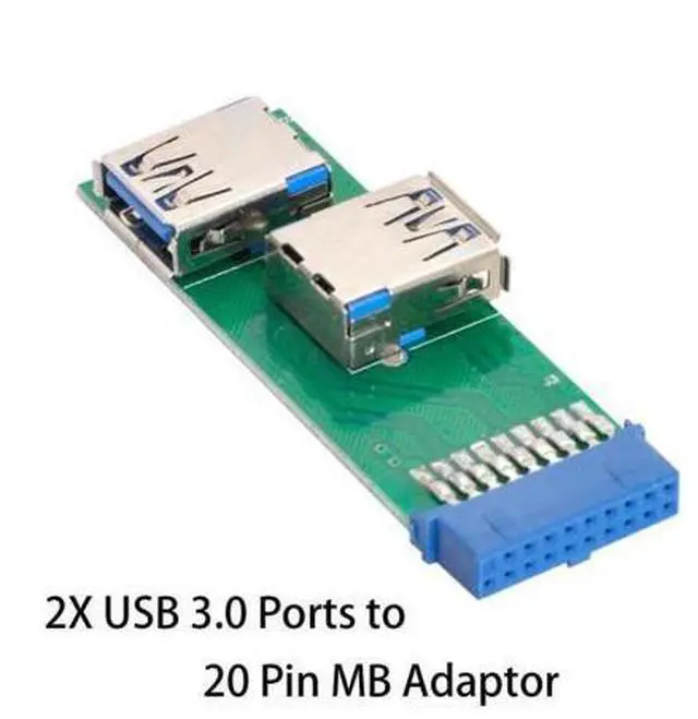 Alt view image 4 of 7 - SM Dual Side USB 3.0 A Type Female to Motherboard 20Pin 19 Pin Box Header Slot Adapter PCBA with LED