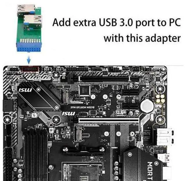 Alt view image 5 of 7 - SM Dual Side USB 3.0 A Type Female to Motherboard 20Pin 19 Pin Box Header Slot Adapter PCBA with LED