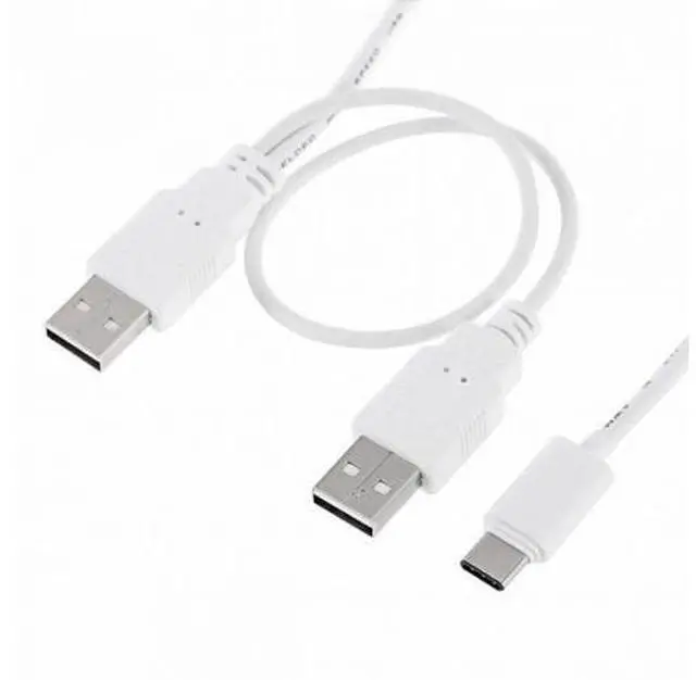 Alt view image 2 of 6 - 480Mbps USB 3.1 Type-C USB-C to Dual A Male Extra Power Data Y Cable for Cell Phone Hard Disk
